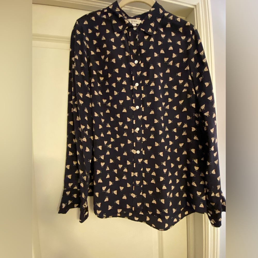 JCrew silk French chicken blouse